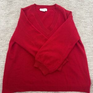 Velvet by Graham & Spencer Cashmere Women's Red V-Neck Sweater